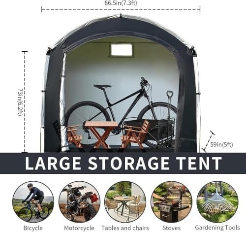 Portable Bike Storage Shed Tent Waterproof for 2-4 Bikes Outdoor