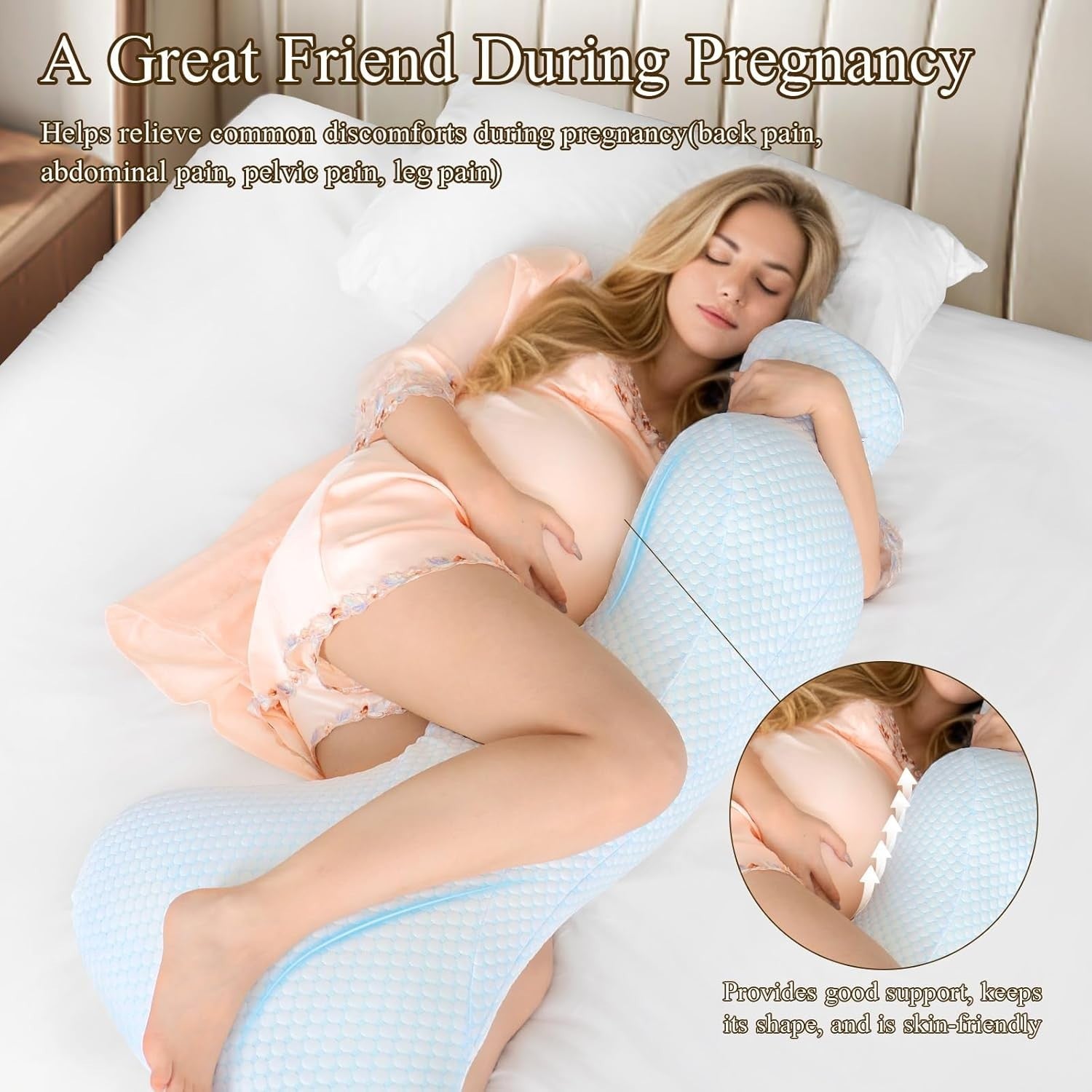 Mermaid Body Pillow for Side Sleepers Memory Foam Ergonomic Support