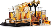 Whiskey Decanter Set with Bullet Glasses Stand | Unique Pistol Themed Gift for M