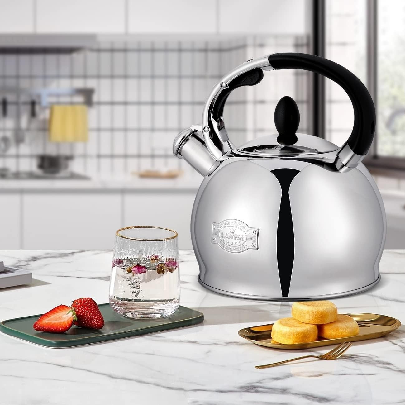 3L Stainless Steel Whistling Tea Kettle Stove Top Teapot Silver