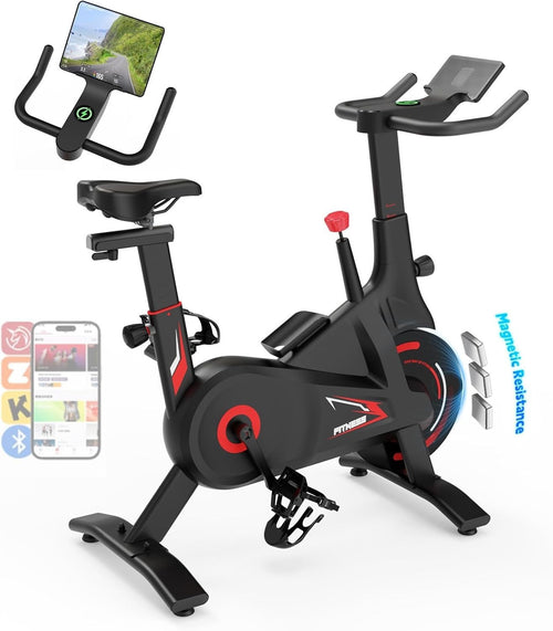 Self-Powered Silent Spin Bike w/ LED Lights, 100 Levels & Compact Design