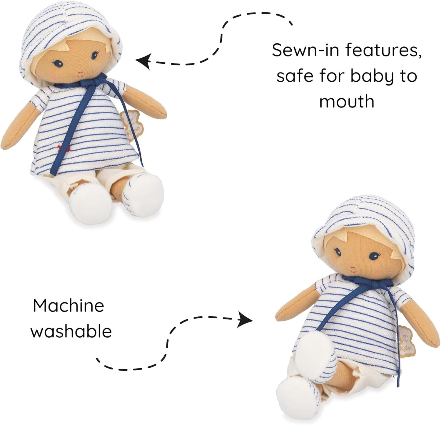 25cm Soft Fabric Rag Doll Sailor Outfit Personalised Ribbon Newborn Gift Box