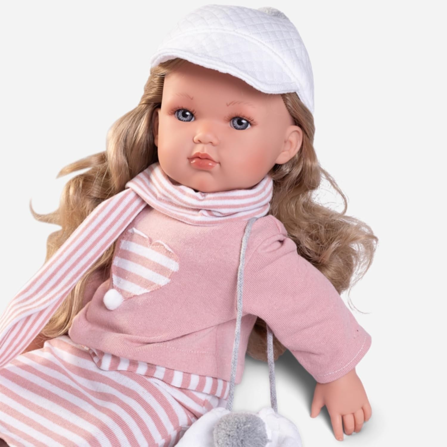 Fashion Doll Striped Dress Blonde Styling Hair Hat Accessories