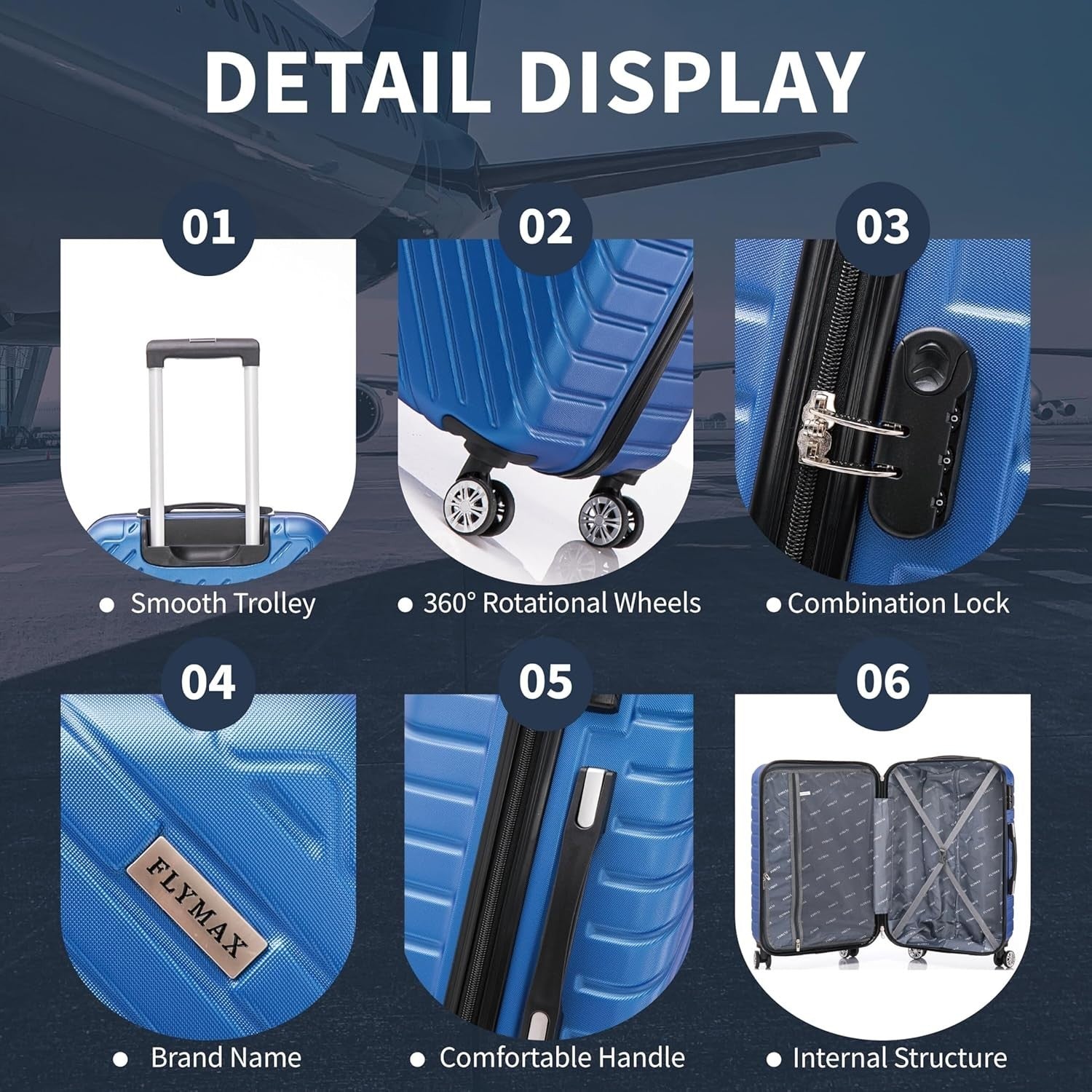 29'' Large Check In Suitcase ABS Hard Shell Lightweight Spinner 100L