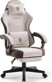 Ergonomic Gaming Chair w/ Footrest Massage Pocket Spring Brown