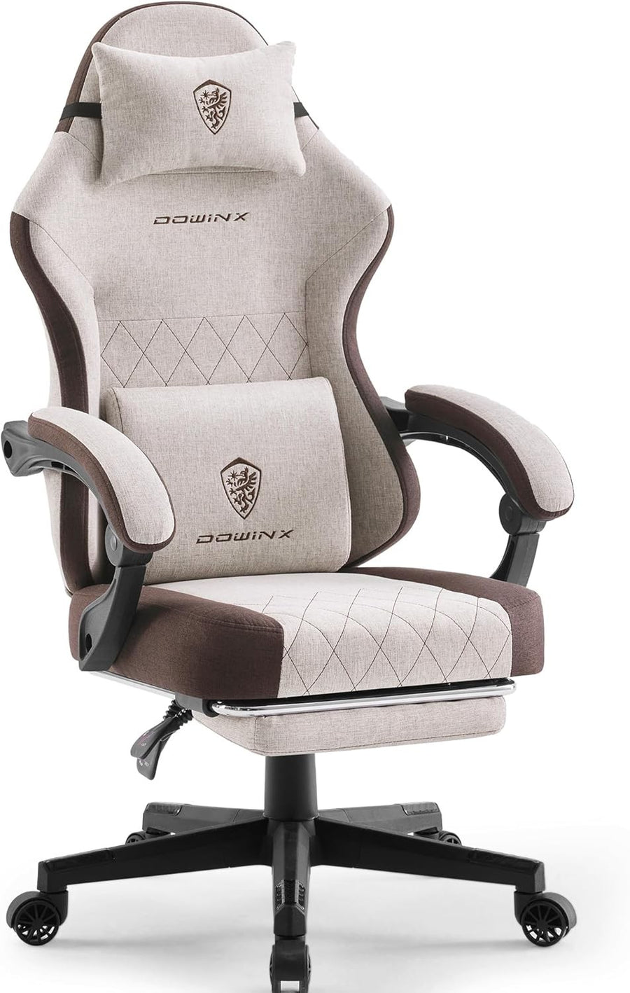 Ergonomic Gaming Chair w/ Footrest Massage Pocket Spring Brown