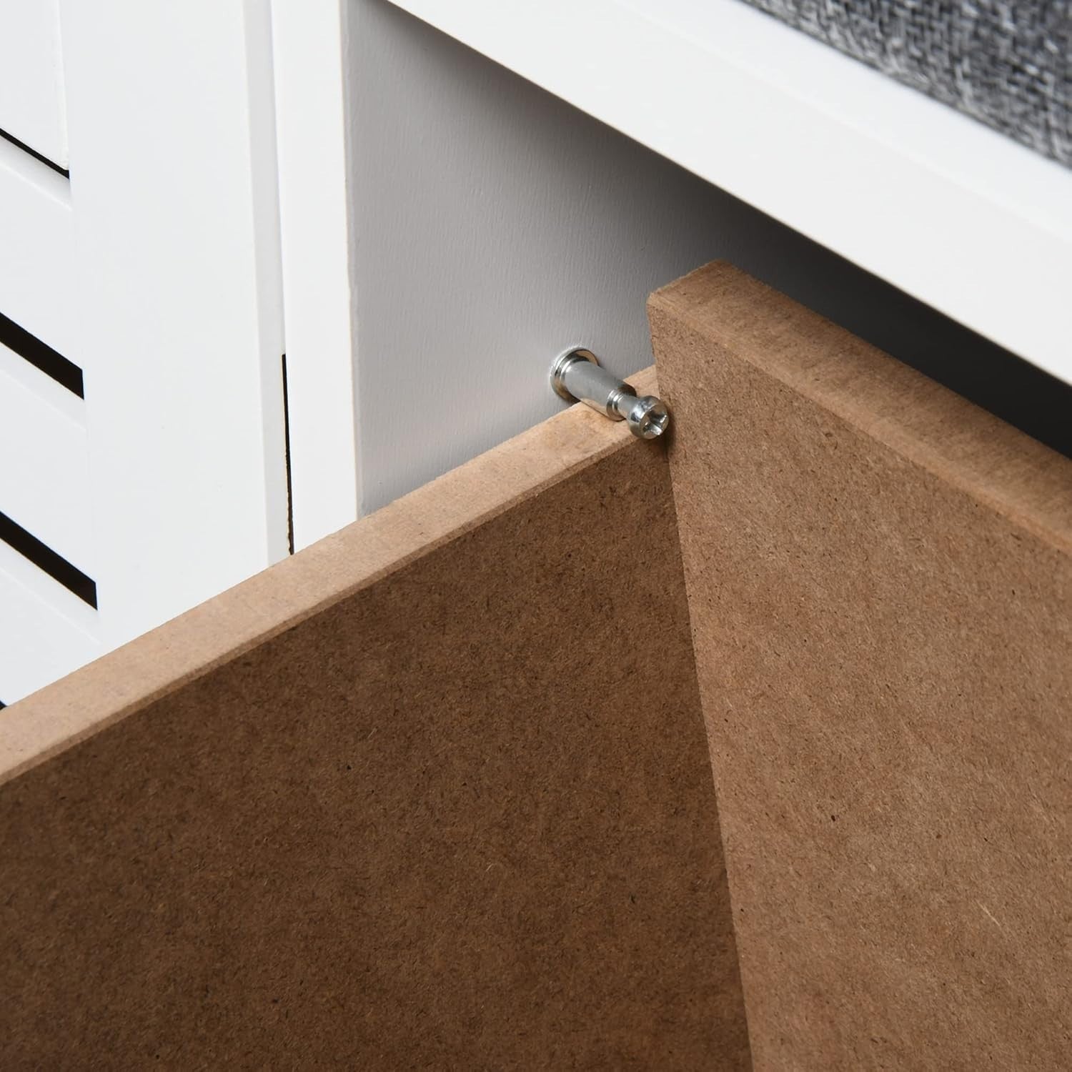Shoe Storage Bench with 3 Drawers & Removable Cushion – Grey Hallway Seat