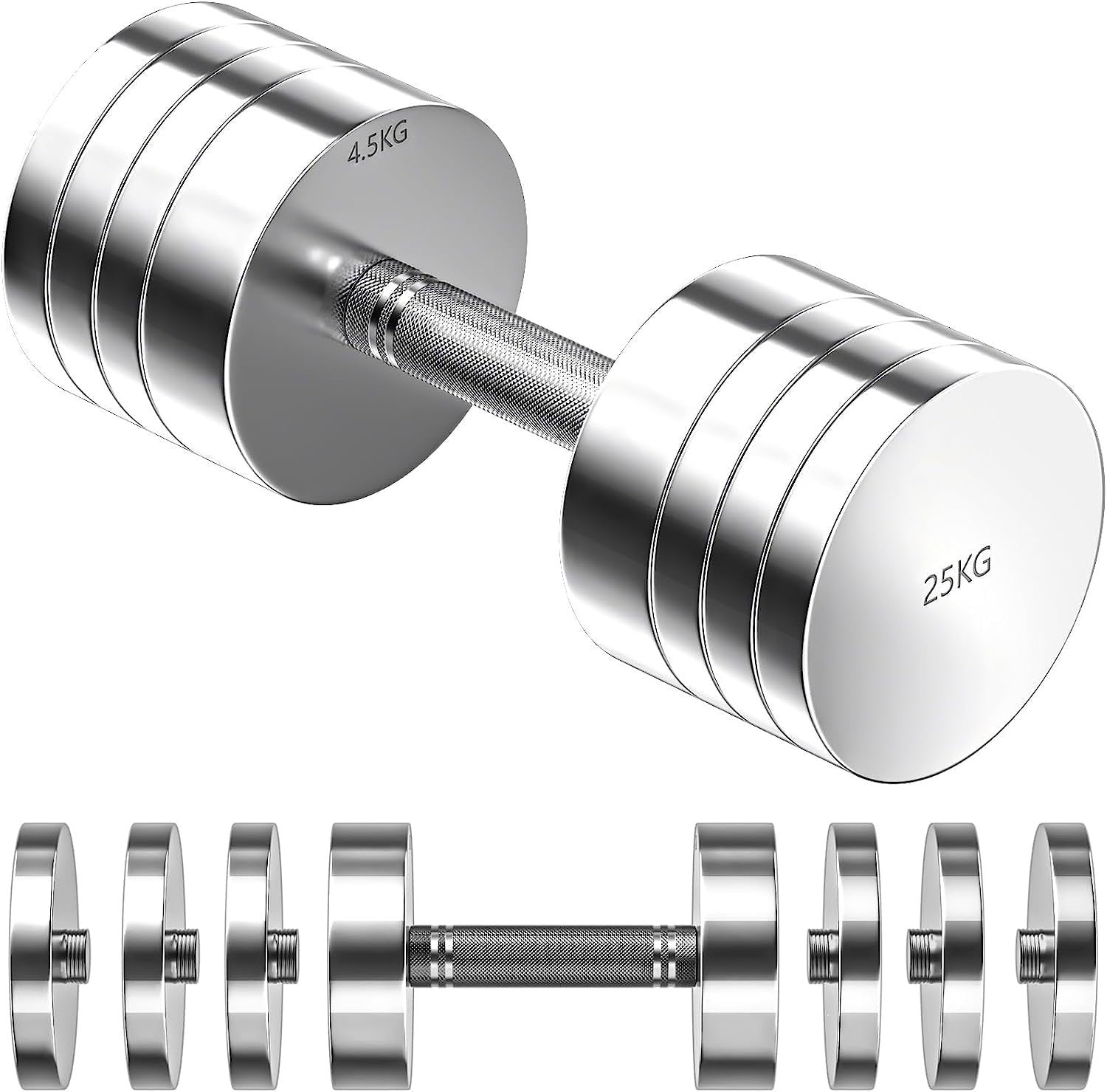 Adjustable Steel Dumbbell 25KG Single Compact Foam Grip Home Gym