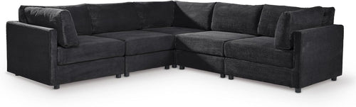Black Jumbo Cord Modular 5 Seater L Shaped Sofa – Removable Covers