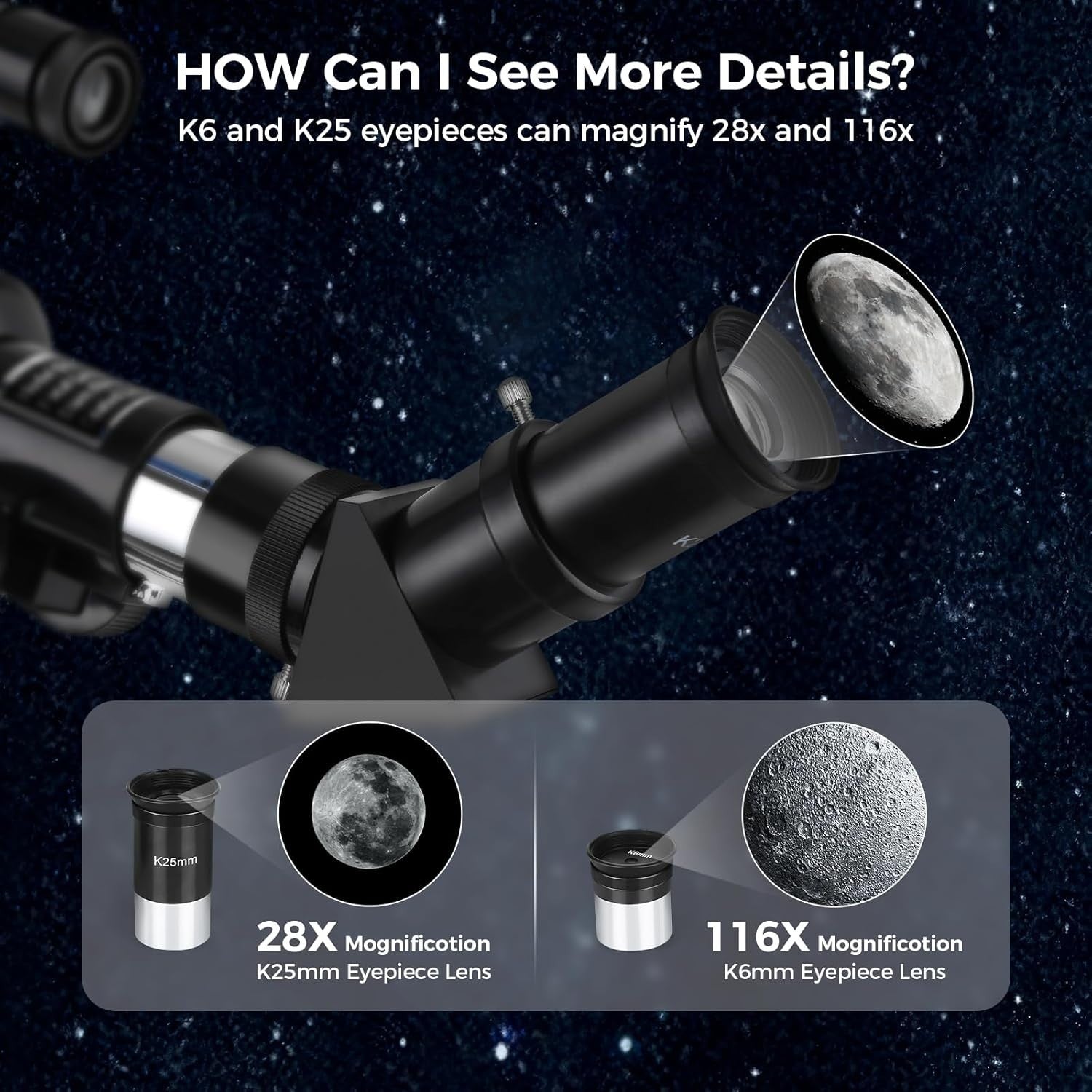 60/700mm Beginner Telescope | 28–116x Magnification | Phone Adapter AZ Tripod