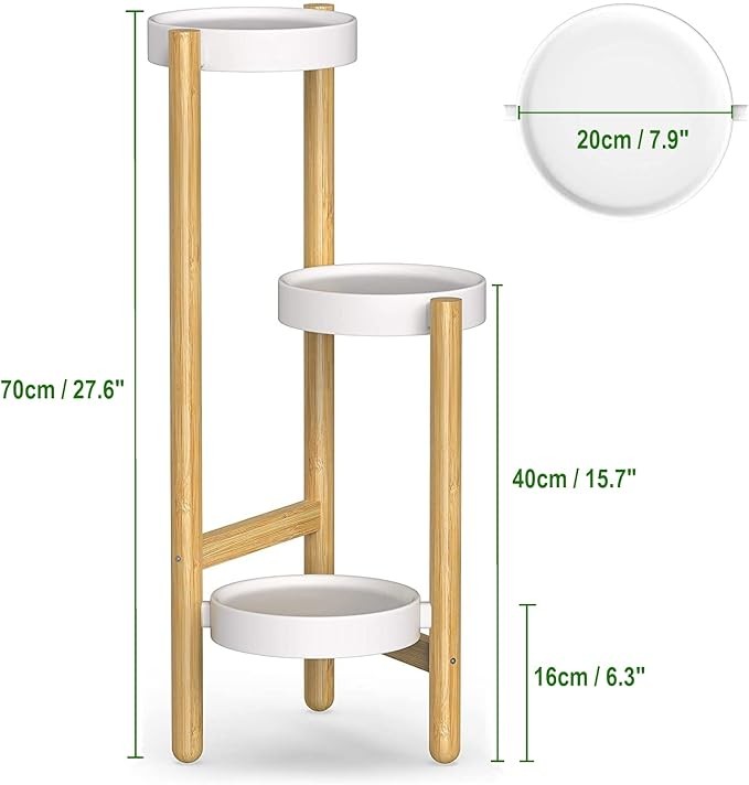 3 Tier Tall Bamboo Plant Stand Indoor Outdoor Flower Display Shelf Rack