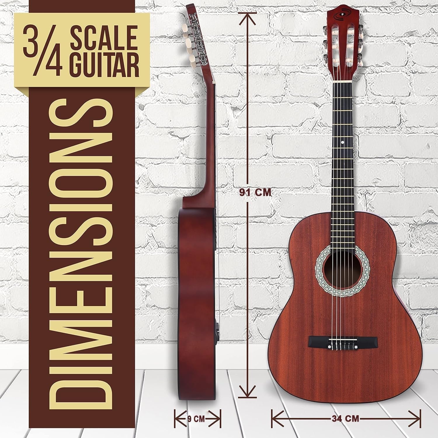 91cm 3/4 Junior Classical Guitar Starter Kit Mahogany