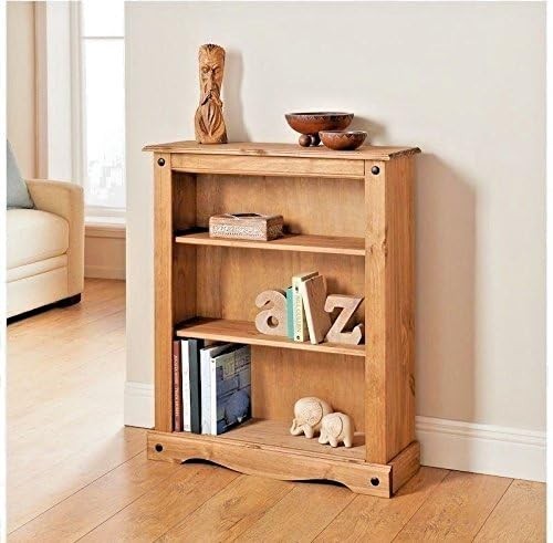 3 Tier Solid Pine Wooden Bookcase Rustic Small Storage Shelf 75x29x100cm