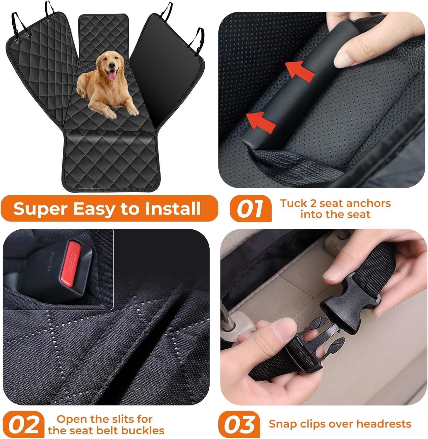 Waterproof Dog Car Seat Cover Hammock Back Seat Protector SUV Truck Pet