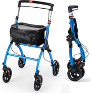4 Wheel Rollator Walker Lightweight Walking Aid Brakes Tray