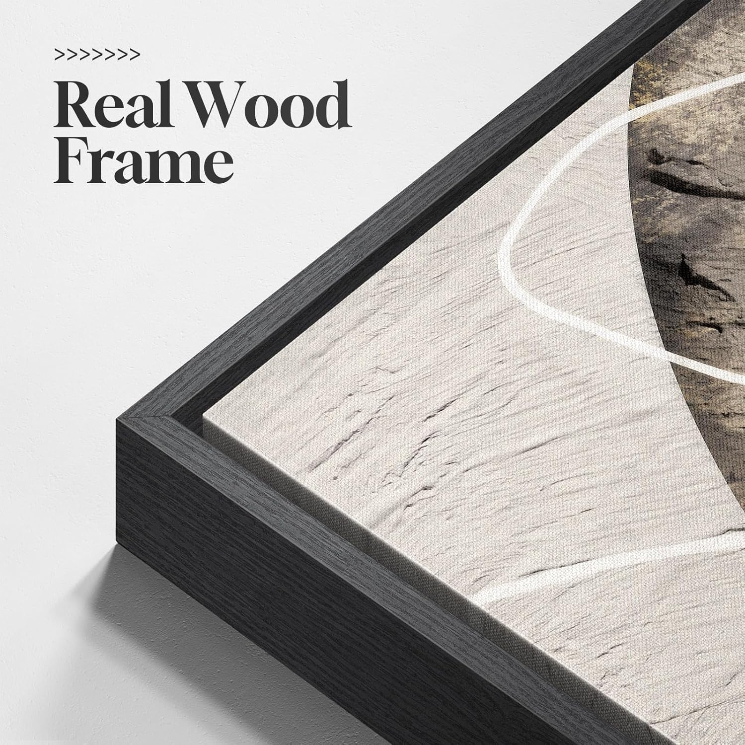 Large Neutral Abstract Wall Art Set 3 Framed 24x36 Black Beige