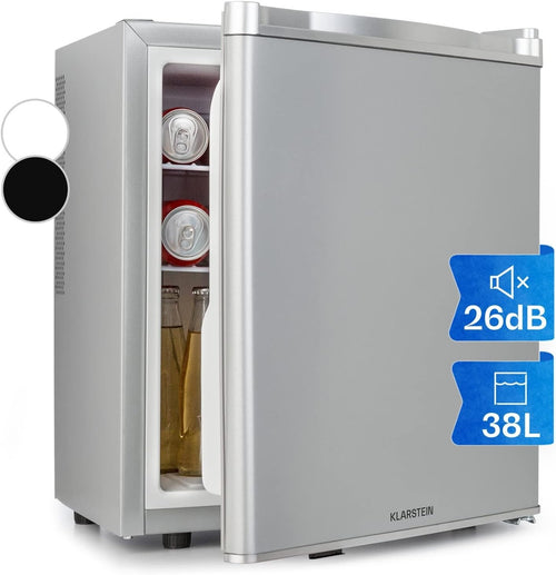 38L Mini Fridge Silver Portable Cooler and Drinks Fridge Adjustable Shelves