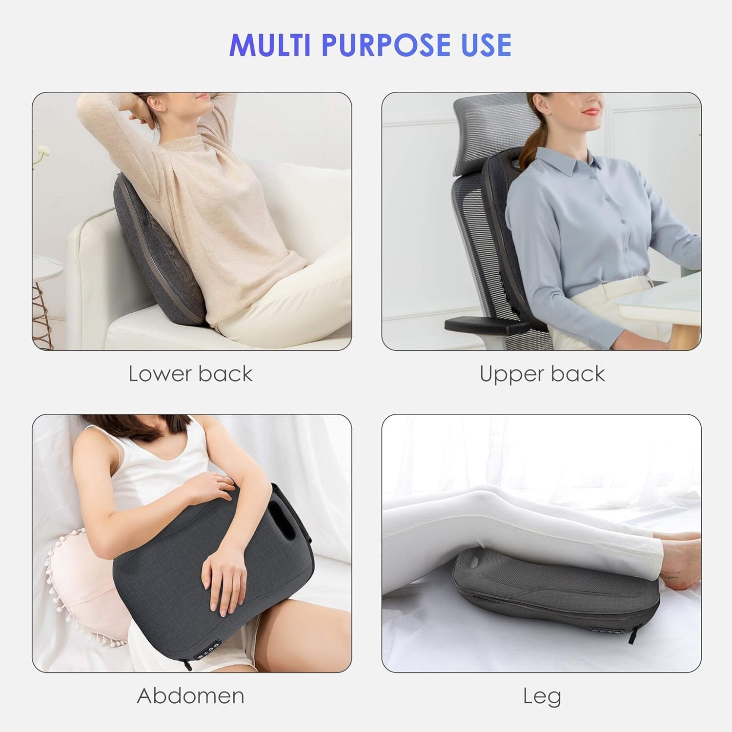 Shiatsu Lower Back Massager Heat 12-Node Kneading Portable Chair Cushion