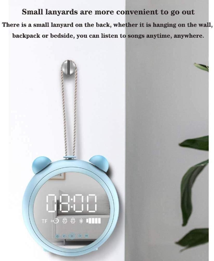 Blue Mini Alarm Clock Bluetooth Speaker Night Light Portable Loud Sound