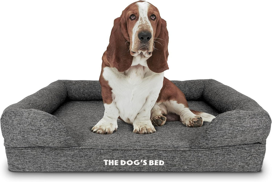 Large Orthopedic Dog Bed Memory Foam Washable 91x70cm Grey