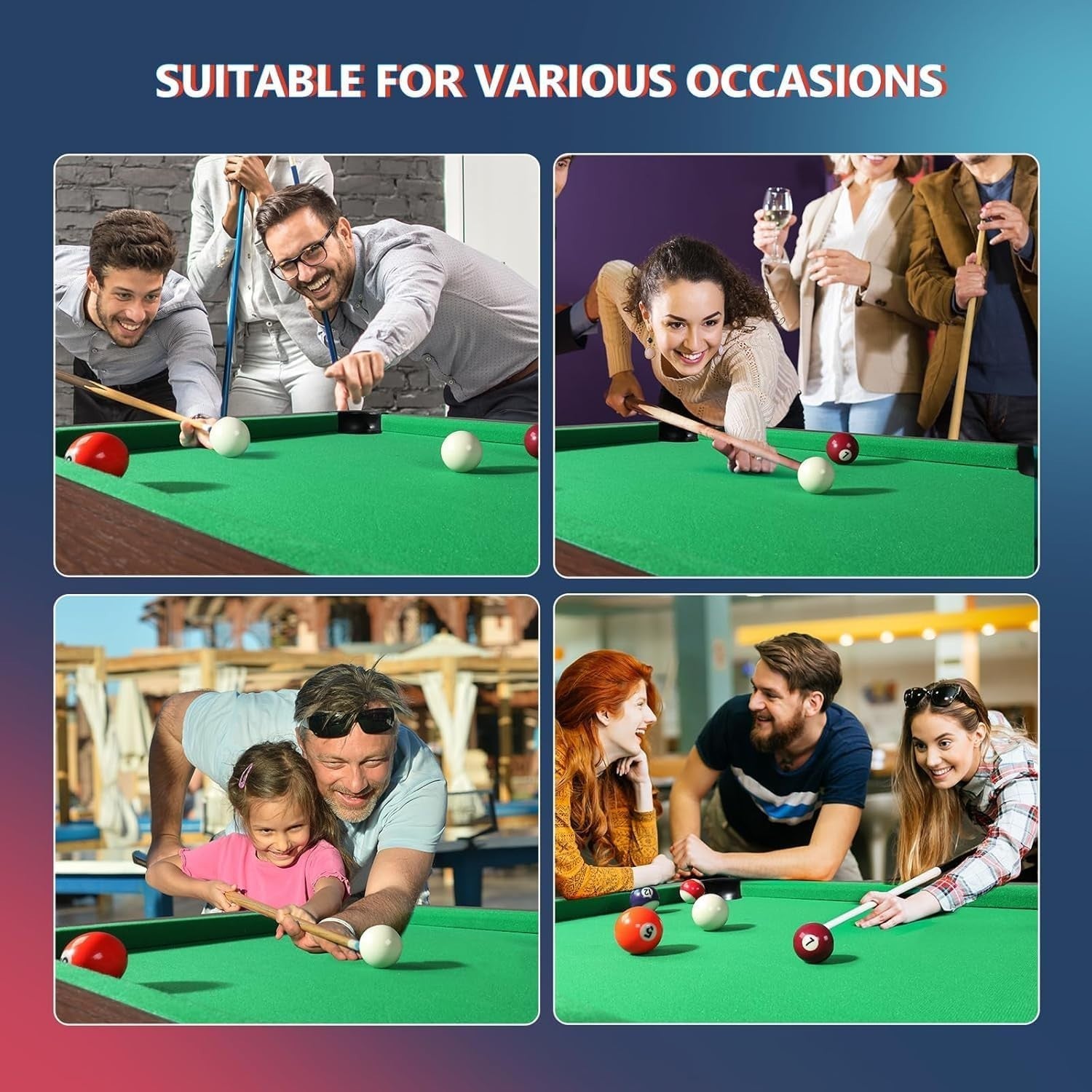 4FT Home Billiards Game Table Wooden Snooker Set for Kids Adults