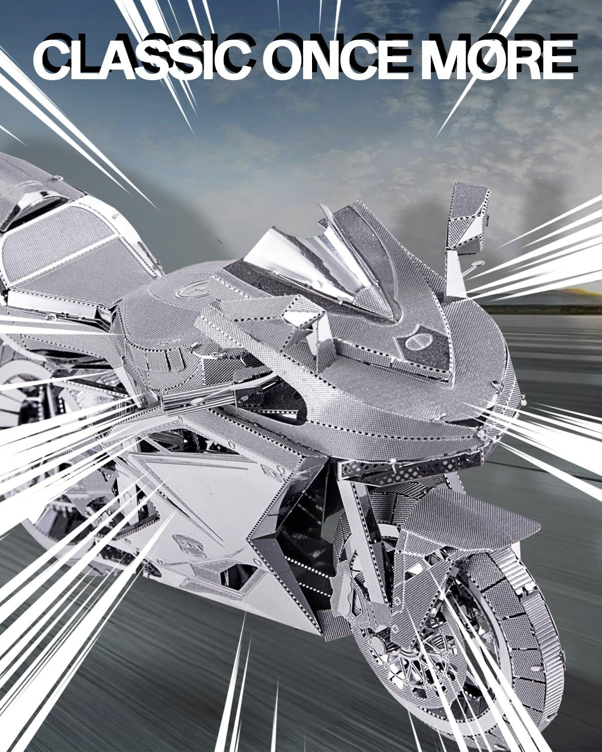 Metal Motorcycle 3D Puzzle Model Kit for Adults | 72Pcs Stainless Steel DIY
