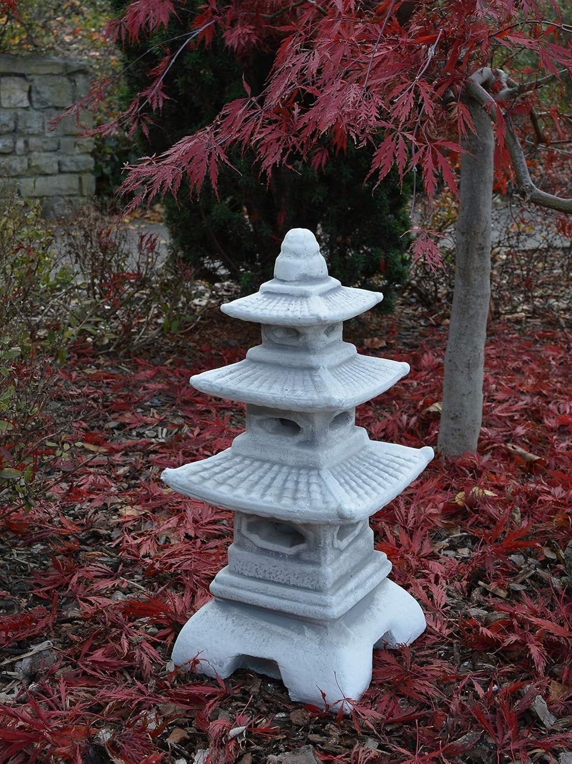 Solid Stone Japanese Lantern 47cm Pagoda Garden Sculpture