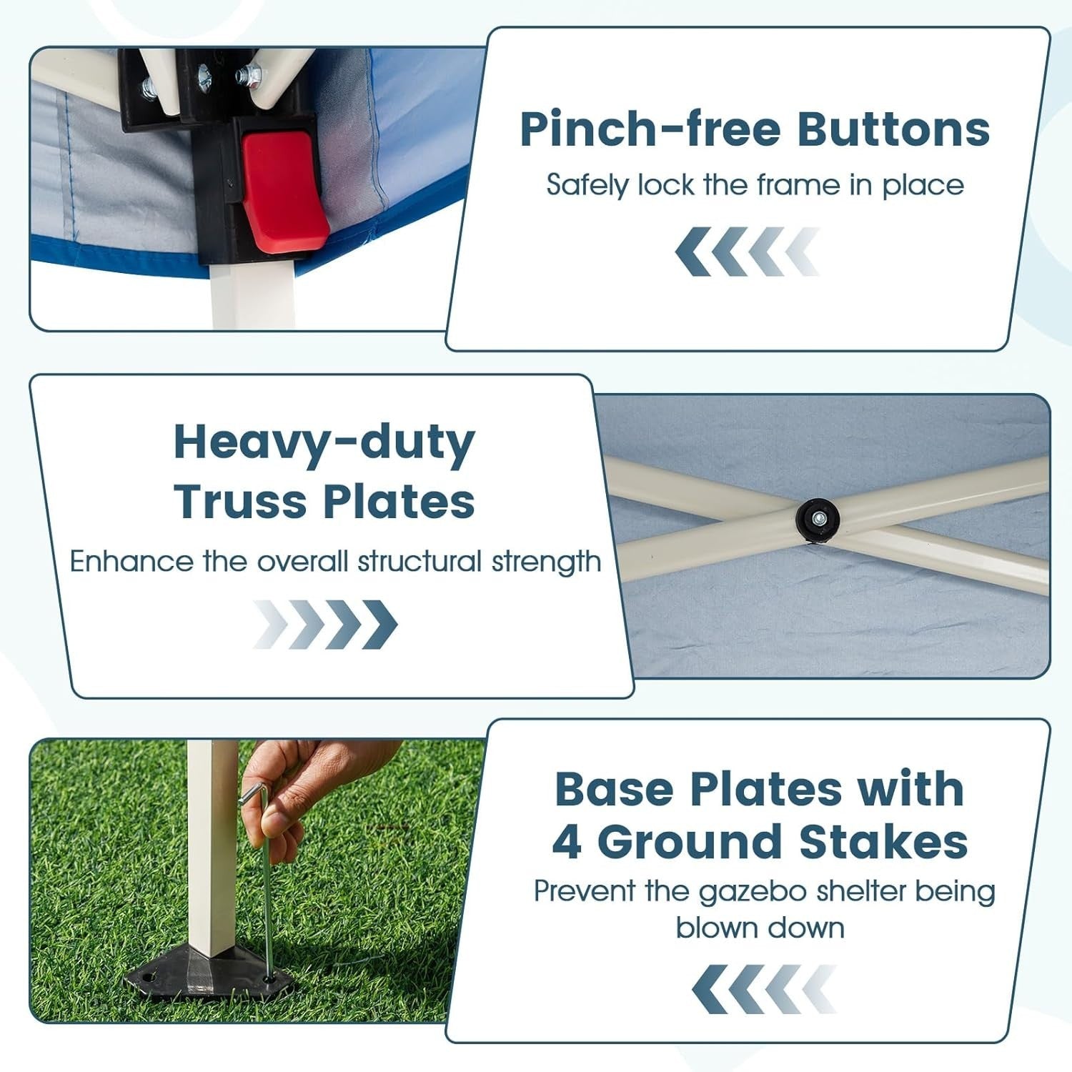 3x3M Blue Pop-Up Canopy Tent UPF50+ Sunshade Outdoor Party Gazebo