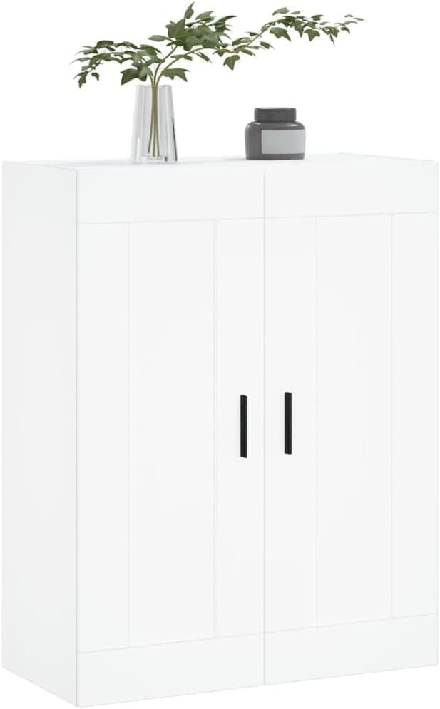 Wall Mounted White Cabinet 3 Compartments Durable Storage 34x69.5x90cm