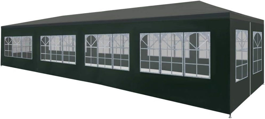 12x3m Green Party Tent Waterproof Canopy PE Panels Steel Frame Event