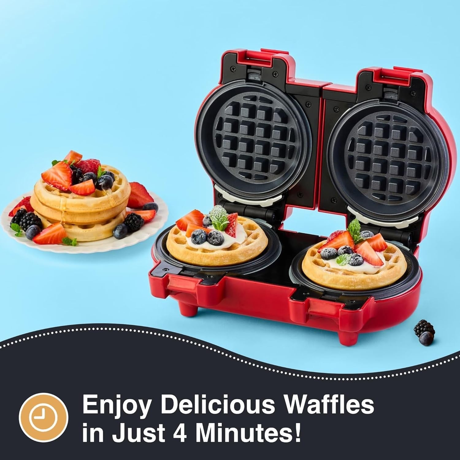 2-in-1 Waffle & Pancake Maker Mini Non-Stick Deep Plates 350W