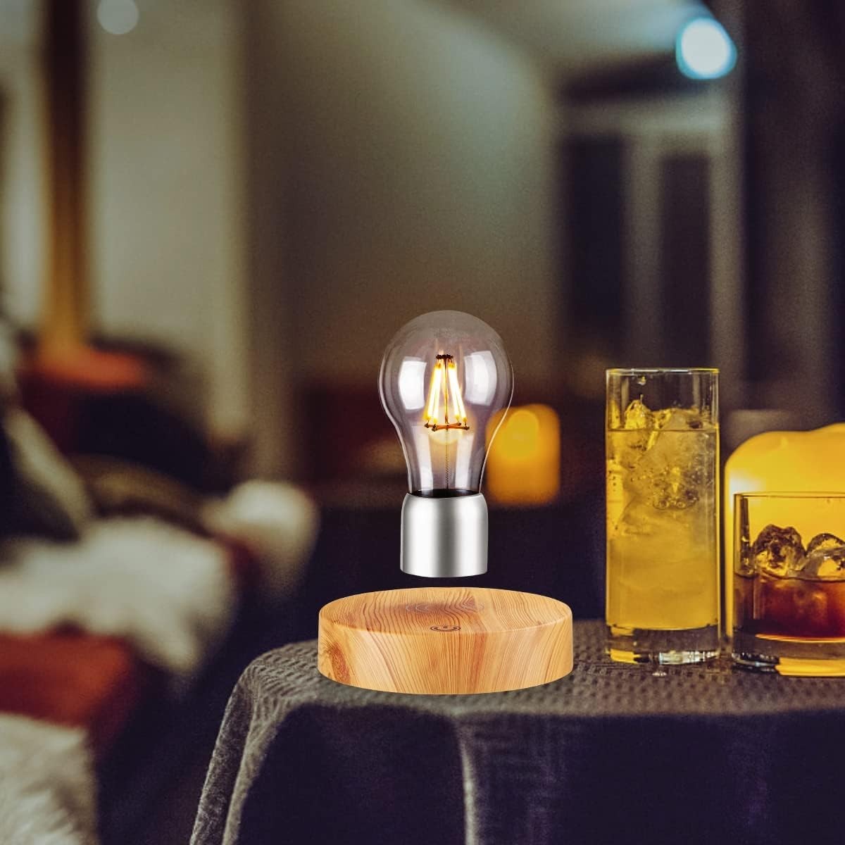 Floating Light Bulb Lamp Magnetic Levitating LED Touch Desk Night Light