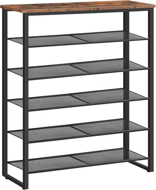 6-Tier Adjustable Shoe Rack for 18-24 Pairs, 75x28x92 cm Rustic Brown