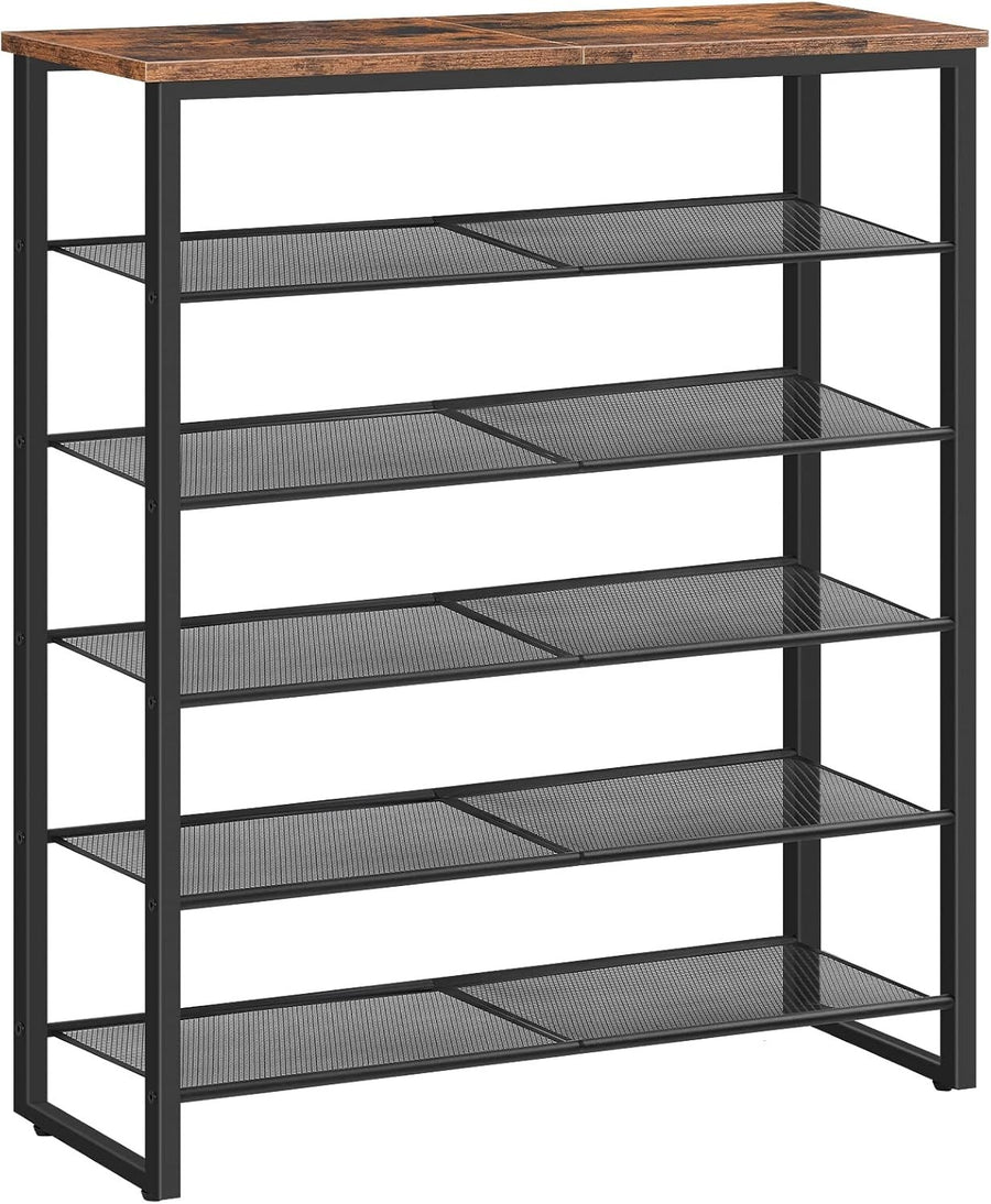 6-Tier Adjustable Shoe Rack for 18-24 Pairs, 75x28x92 cm Rustic Brown