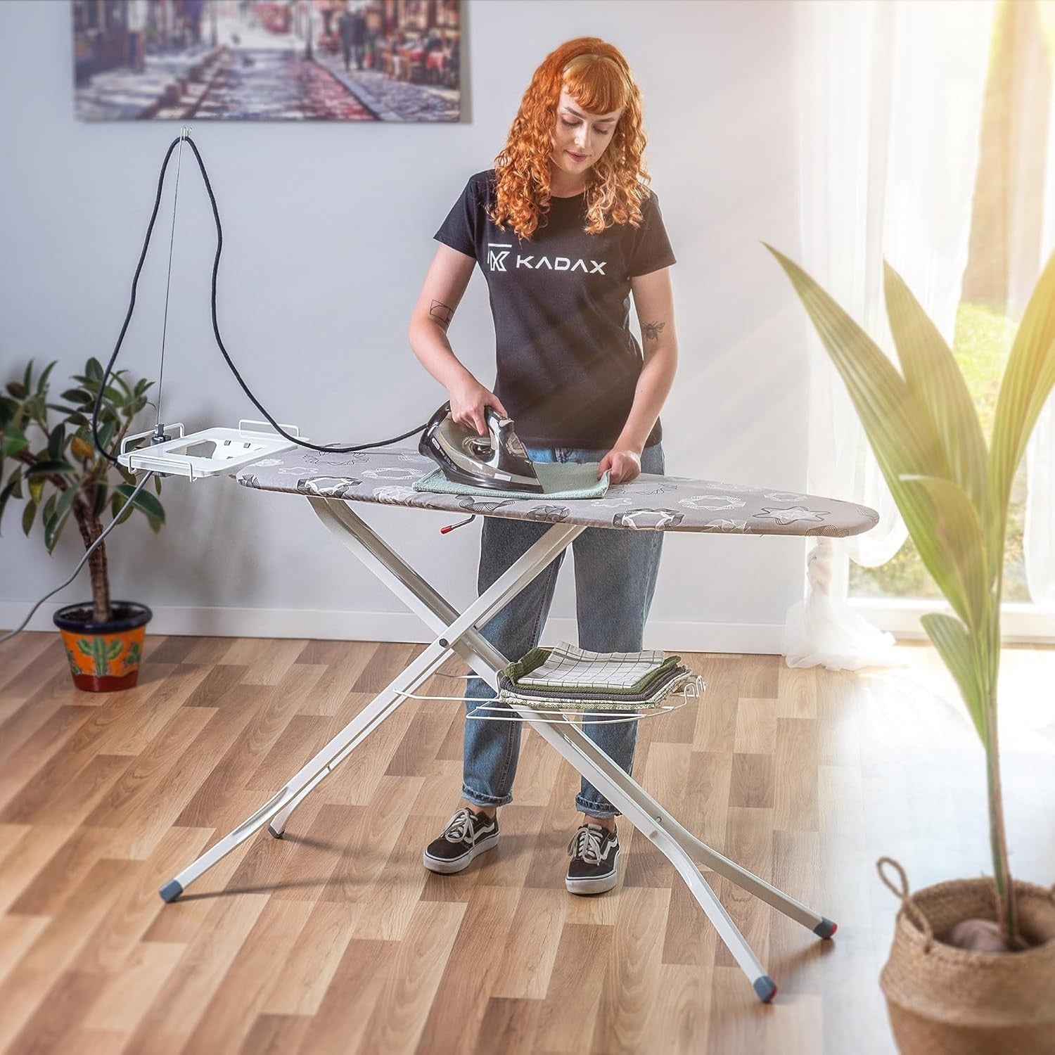 Extra Wide Height Adjustable Ironing Board with Iron Rest Non-Slip Feet