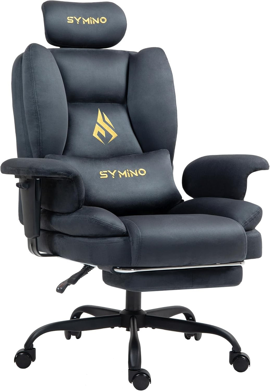 Ergonomic Gaming Office Chair with Footrest Pocket Spring Grey