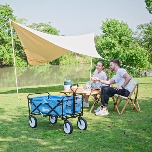 Portable Folding Camping Trolley 90L Garden Festival Cart on Wheels