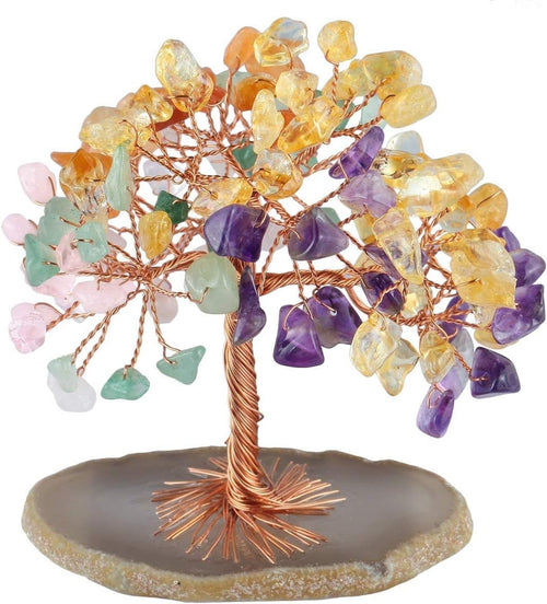 Natural Chakra Gemstone Money Tree Healing Crystal Bonsai Decor Gift