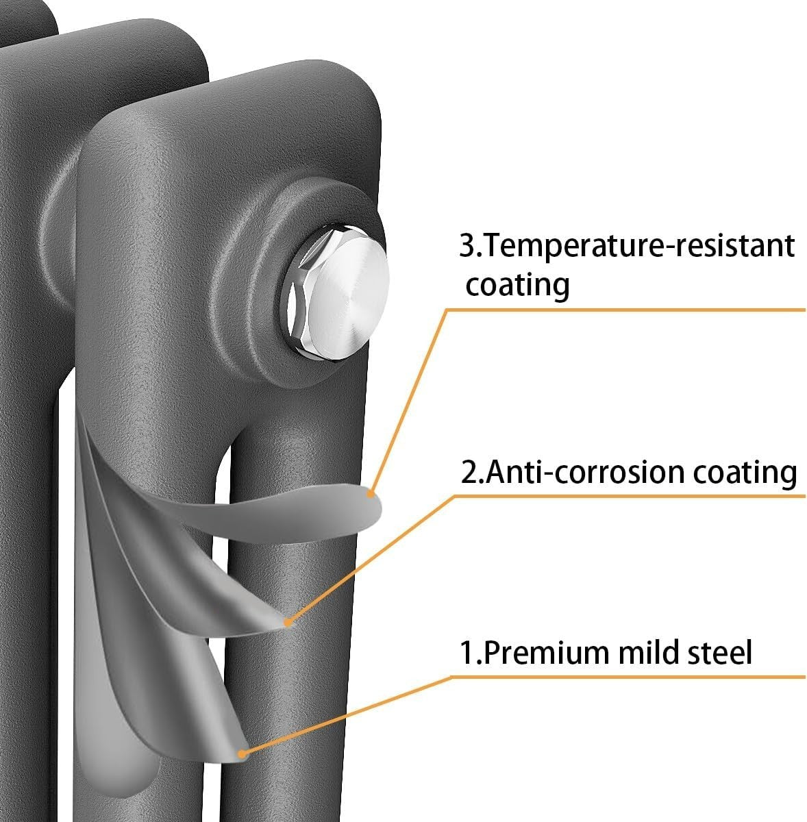 Anthracite 2 Column Vertical Radiator 1800x380mm Modern Cast Iron