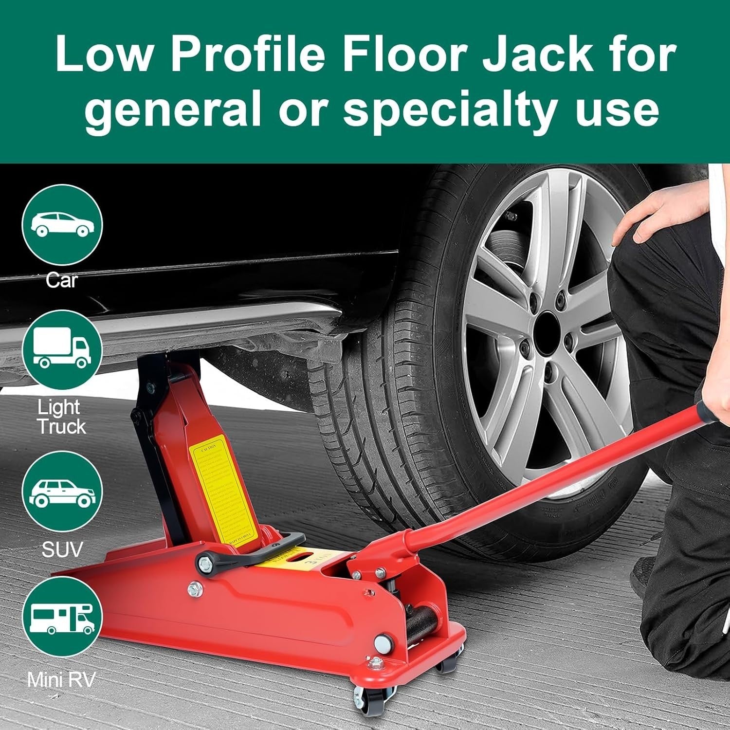 3 Ton Racing Trolley Jack Quick Lift Hydraulic Car Jack 135–370mm Heavy Duty