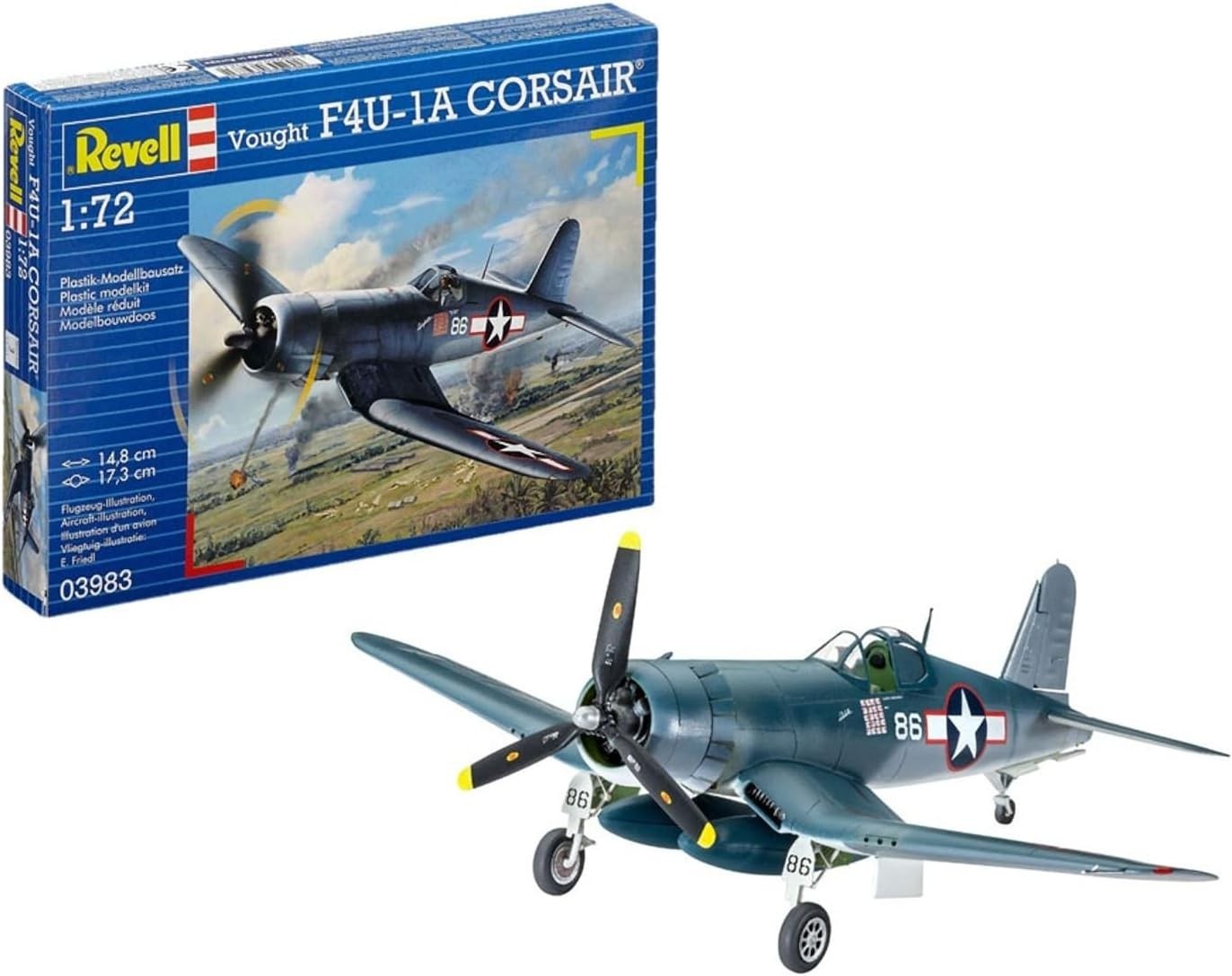 1:72 F4U-1D Corsair Fighter Jet Model Kit • Unpainted • 63-Piece Set