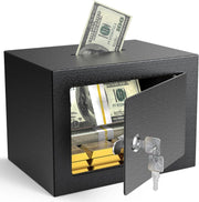 Mini Safe Box with Coin Slot Key Lock Cash Money Deposit Security Safe
