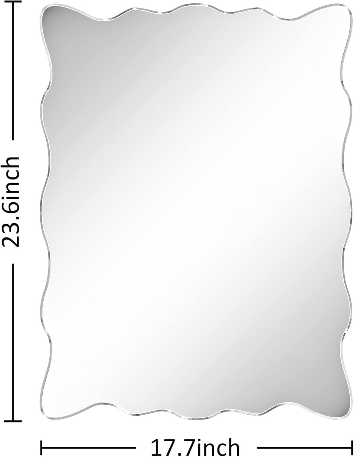 Frameless Wavy Wall Mirror 45x45cm Tempered Glass Stylish Bathroom Vanity