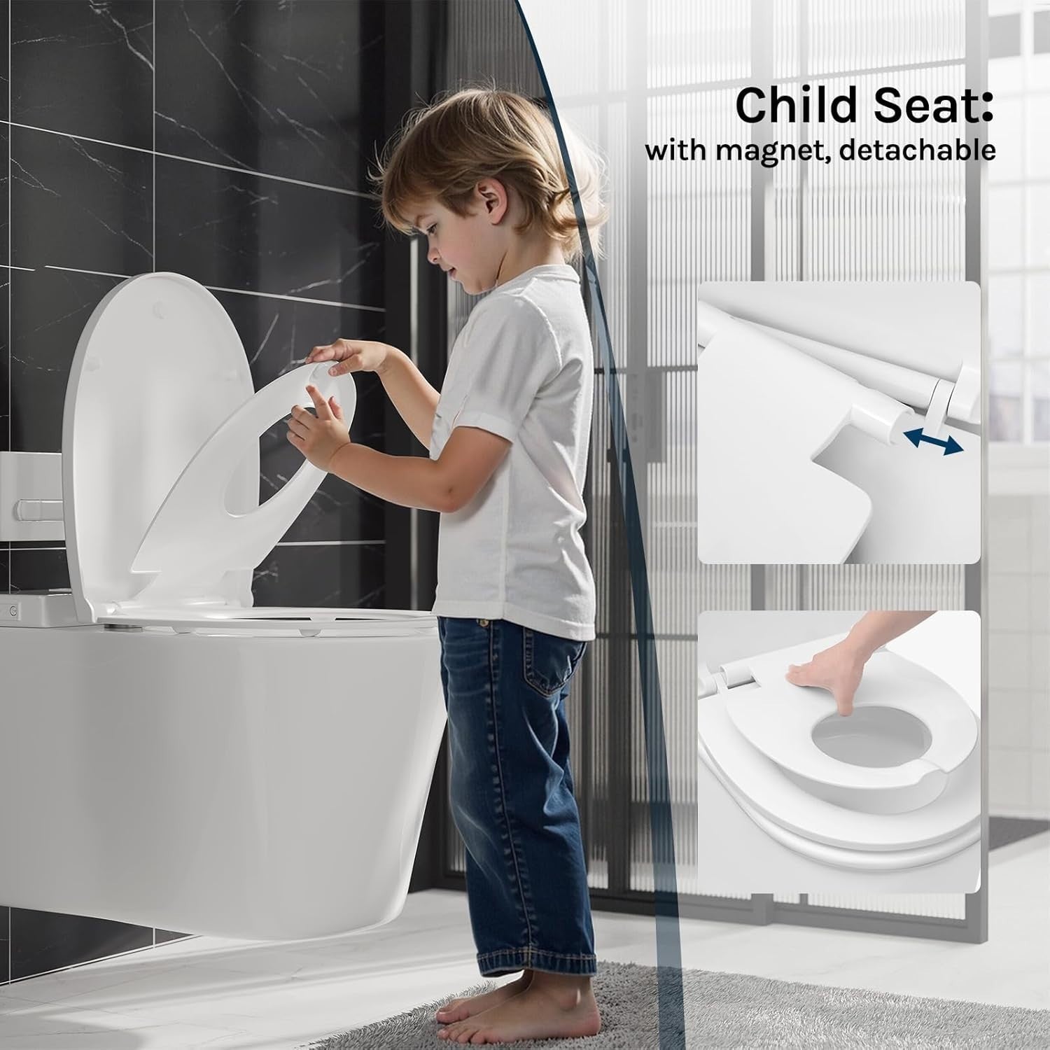 Family Toilet Seat Soft Close O-Shape Quick Release Integrated Child Seat