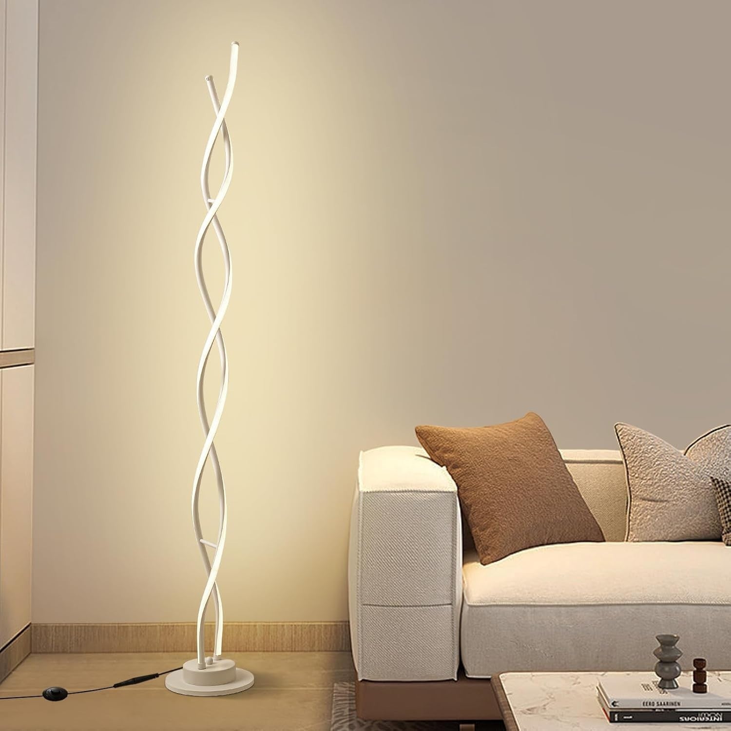 LED Floor Lamp 55” Tall, 3 Color Temps & 5 Brightness Levels, Remote Control