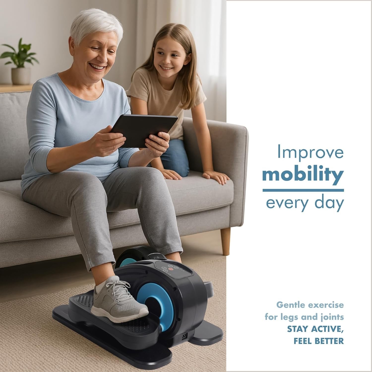 Electric Under Desk Elliptical Pedal Exerciser Quiet Remote Seated Leg Trainer
