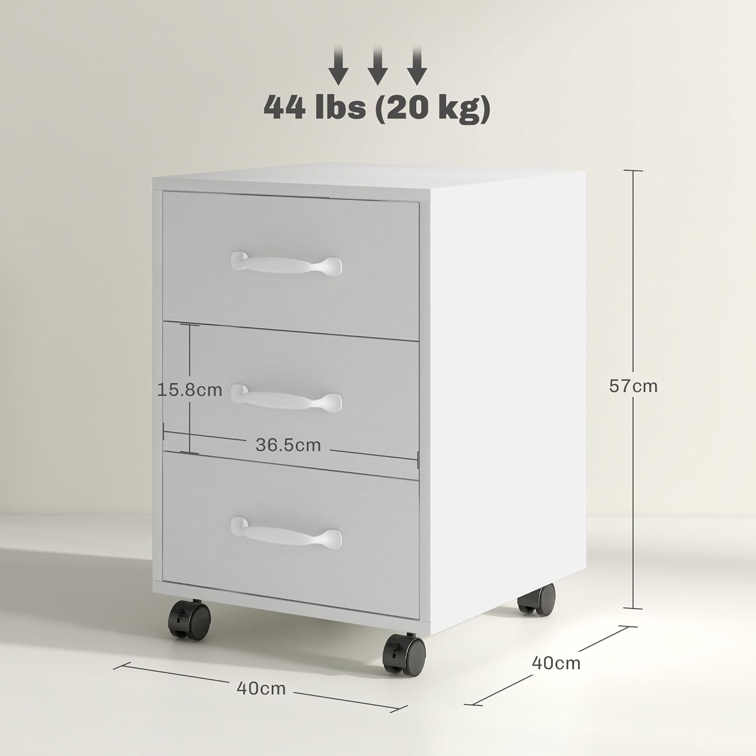 Compact Rolling File Cabinet 3 Drawer Under Desk Printer Stand Storage