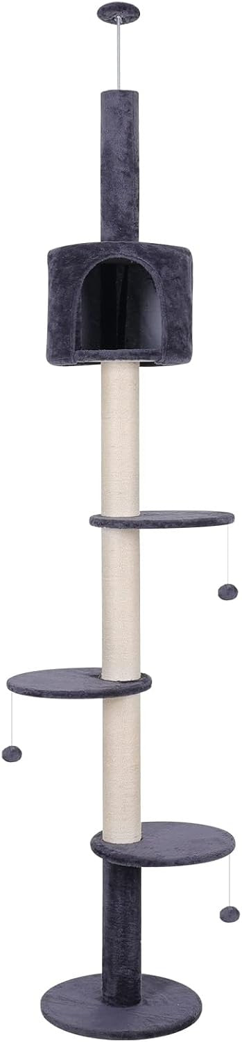 Floor to Ceiling Cat Tree 260cm Adjustable Tower Scratching Post