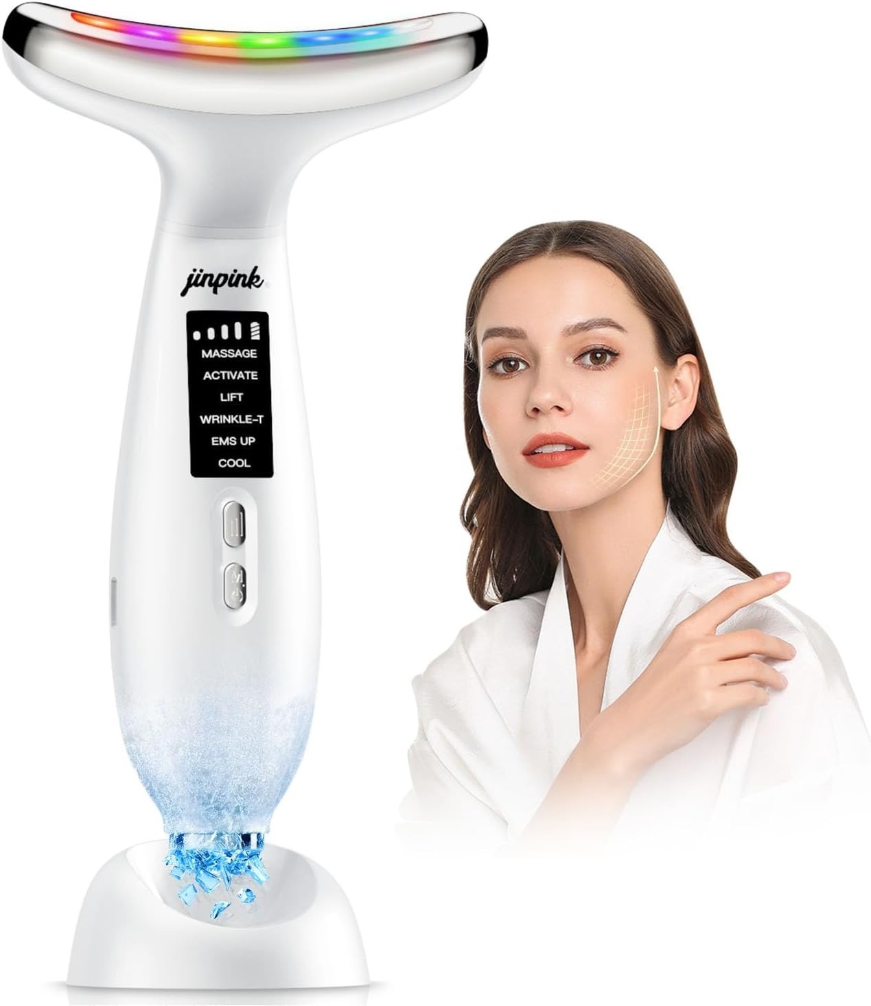 EMS Face Lifting Massager Hot Cold LED Anti Wrinkle Tool