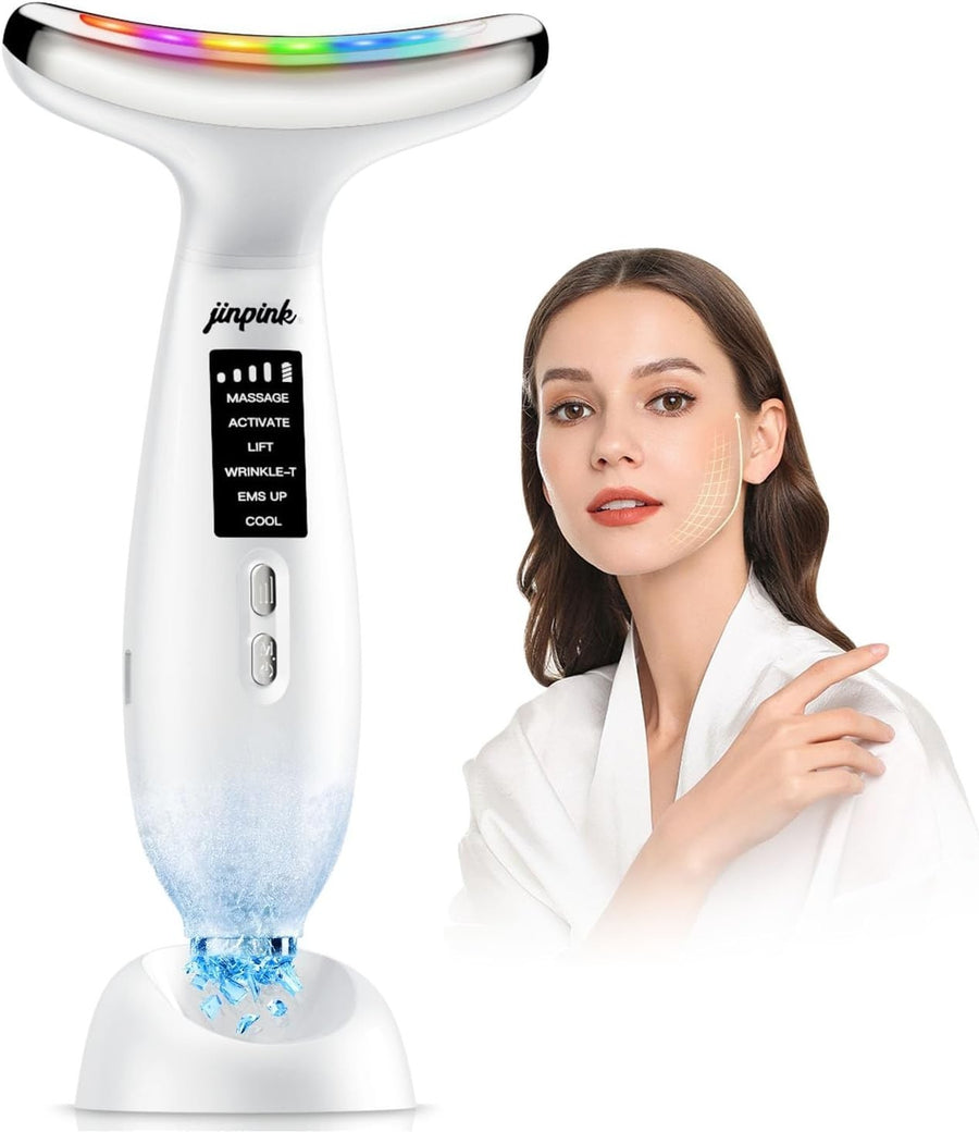 EMS Face Lifting Massager Hot Cold LED Anti Wrinkle Tool